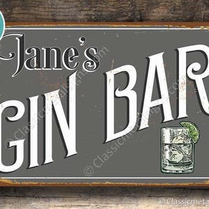 Customizable Gin Bar Sign: Vintage Style Home Bar Decor image 2