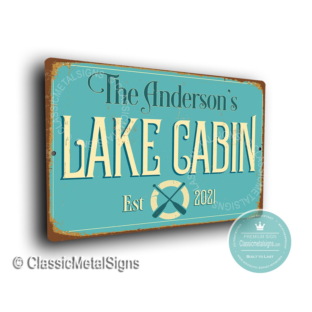 CUSTOM LAKE CABIN Sign, Vintage Style Lake Cabin Sign, Lake Cabin Signs
