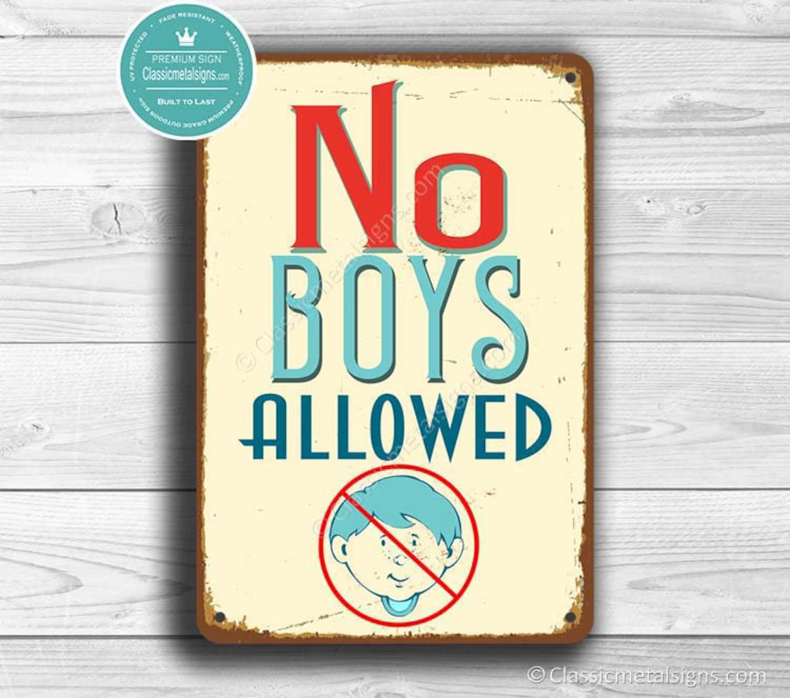 NO BOYS ALOWED Sign No Boys Allowed Signs Vintage Style No Etsy