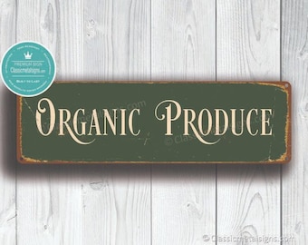 Organic Produce Sign: Vintage Rustic Look - Farmhouse Wall Decor