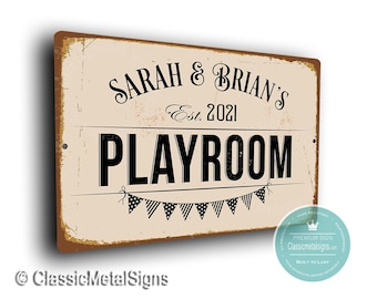 Personalized Playroom Sign for Kids’ Spaces, Vintage Inspired Custom Wall Decor