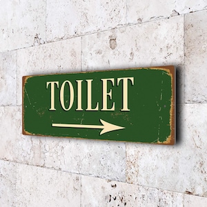 Cartello per WC con freccia / Cartelli per WC / Cartello per WC in stile vintage / Cartello direzionale per WC / Cartello per porta WC / Cartello per parete WC / WC