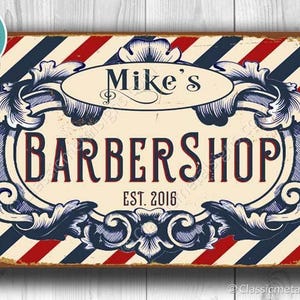 Vintage Barber Shop Sign, Retro Style (Custom Name & Year)