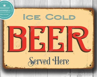 BEER SIGN, Beer Signs, Vintage style Beer Sign, Ice Cold Beer Served Here, Home Bar Sign, Home Wet Bar, Home Bar Decor, Bar Beer Signs