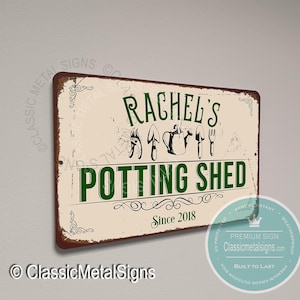 Personalized Potting Shed Sign for Garden Lovers, Vintage Inspired Outdoor Decorative Display
