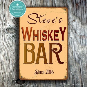 CUSTOM WHISKEY BAR Sign, Personalized Whiskey Sign, Vintage style Whiskey Bar Sign, Customizable Signs, Custom Whiskey Sign, Whiskey Signs