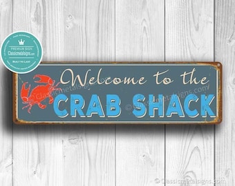 Vintage stijl krabrestaurantbord: decoratie voor restaurantkeuken