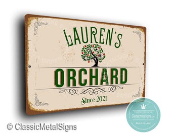 Personalized Orchard Sign: Rustic Vintage Style, Custom Text