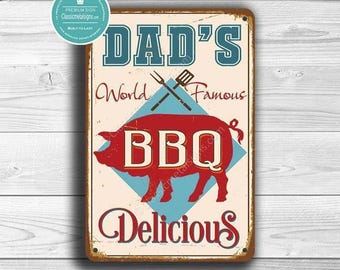 Dad's BBQ Sign: Outdoor Grill Decor for Patio, Backyard, or Man Cave