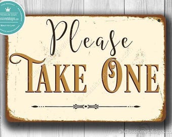 Vintage Style "Please Take One" Sign: Rustic Wedding Favor Sign
