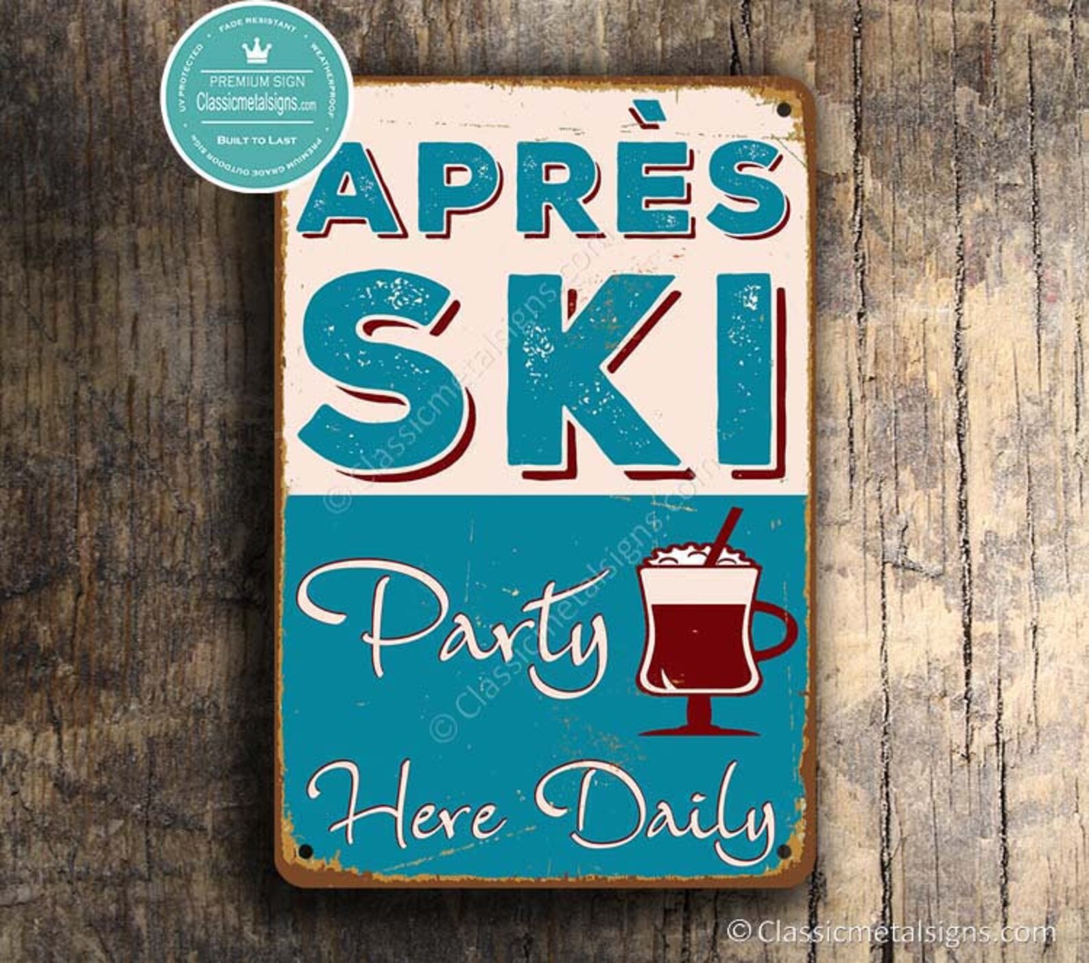 APRES SKI PARTY Sign Ski Lodge Signs Blue Aprés Ski Signs Etsy