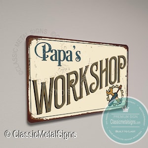 Papa’s Workshop Sign, Personalized Workshop Gift for Dad