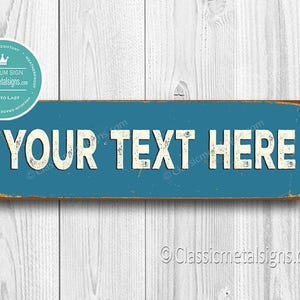 Op maat gemaakt bord in vintage stijl, gepersonaliseerd rustiek aluminium wandbord voor binnen- of buitengebruik