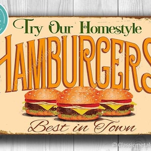 Vintage Style Hamburger Restaurant Sign: Homestyle Diner Decor