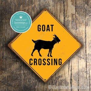 Znak „Goat Crossing”: do stodół lub podwórek, rustykalny wystrój domu