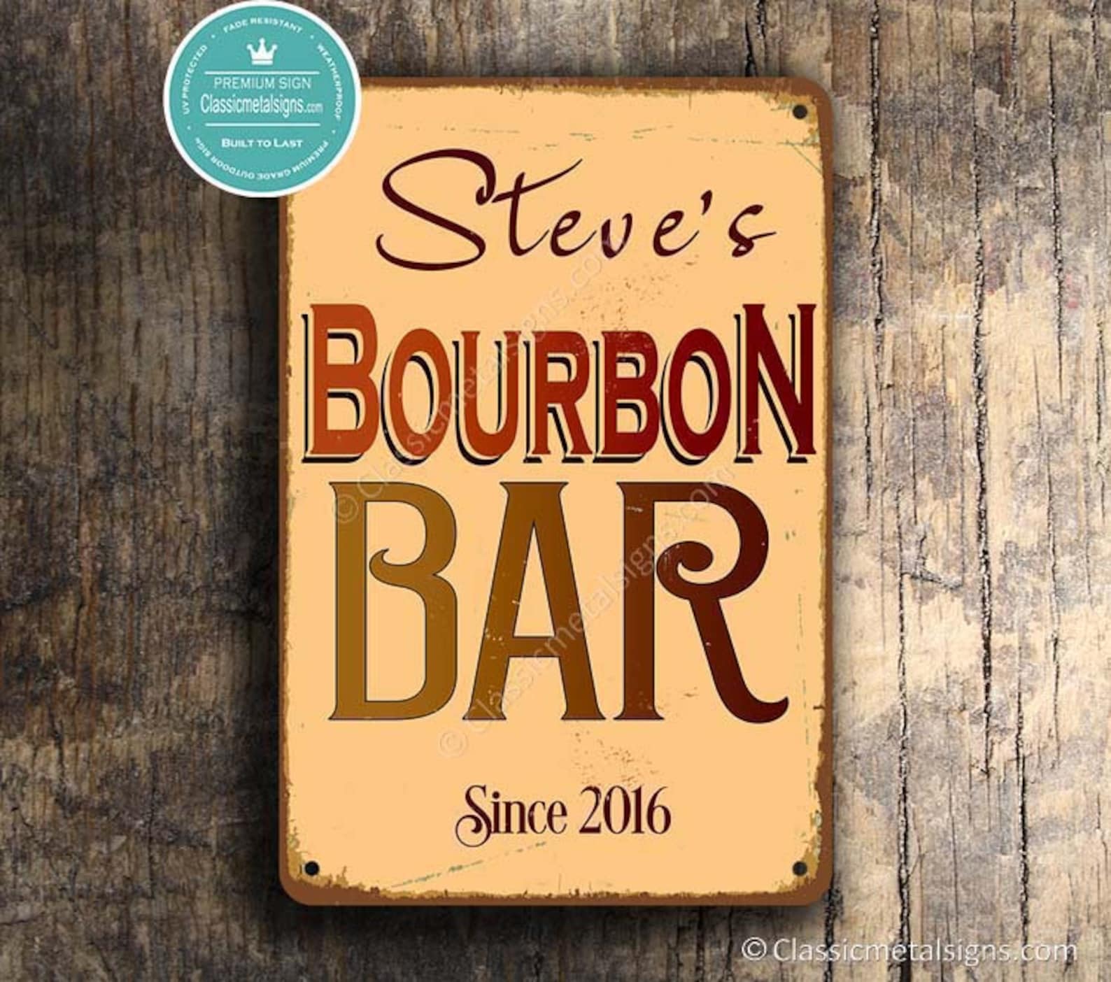 CUSTOM BOURBON BAR Sign Personalized Bourbon Sign Vintage Etsy