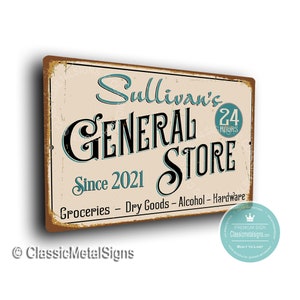 GENERAL STORE Sign, Name Sign, Personalized General Store Sign, Vintage style General Store Sign, Store Sign, Family Name, Customizable Sign