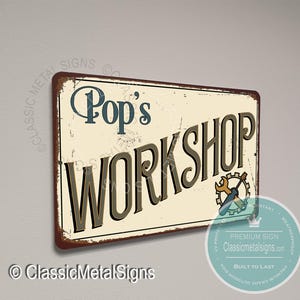 Pop’s Workshop Sign,  Personalized Plaque Gift for Dad or Grandpa