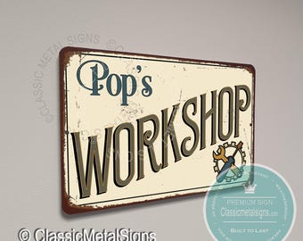 Pop's Workshop Sign: Unique Decor for Shed, Garage or Shop