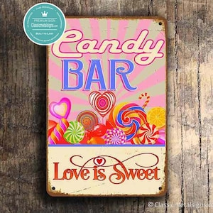 INSEGNA PER BAR DI DOLCI, Insegne per bar di dolciumi, Insegna per bar di dolciumi in stile vintage, Bar di dolciumi, Buffet di dolciumi, Dolciumi per matrimoni, Bar di dolciumi per matrimoni, Love is Sweet Bar