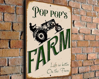 Farmhouse Sign: Pop Pop's Rustic Vintage Style (Multiple Sizes)