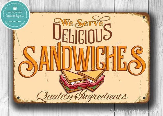 Vintage Style Sandwiches Restaurant Sign: Cafe Diner Decor
