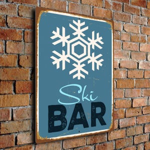 Placa para Bar de Esqui: Decoração Retrô em Estilo Vintage (Para Ambientes Internos ou Externos)