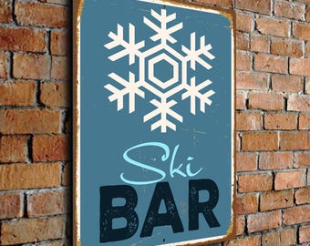 Ski Bar Sign: Vintage Style Retro Decor (Indoor or Outdoor)