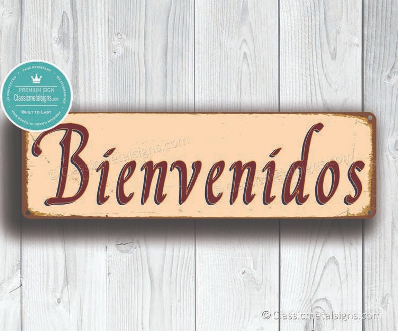BIENVENIDOS SPANISH WELCOME Sign, Bienvenidos Signs, Bienvenidos Spanish Old World Welcome Sign, Spanish Sign Decor, Spanish Decor, Welcome image 1