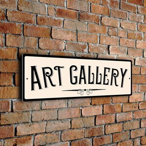 Vintage Style Art Gallery Sign: Durable Weatherproof Design Cream