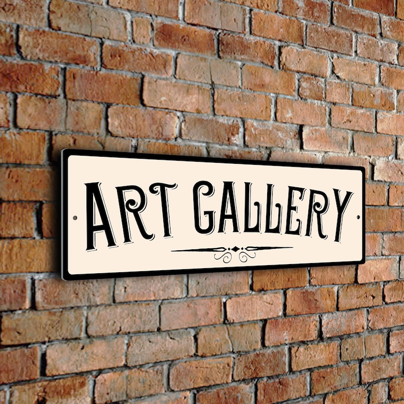 Vintage Style Art Gallery Sign: Durable Weatherproof Design Cream