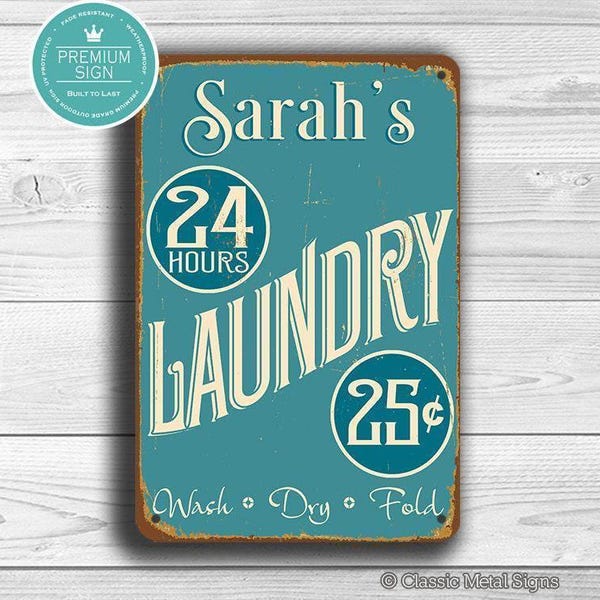 Custom Laundry Sign - Vintage Style with Your Name