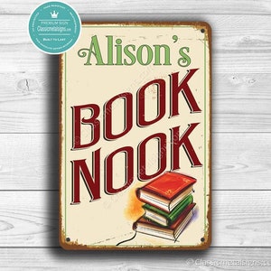 Custom BOOK NOOK SIGN, Customizable Book Nook Signs, Vintage style Book Nook Sign, Reading Room, Personalized Reading Nook Signs, Book Nook