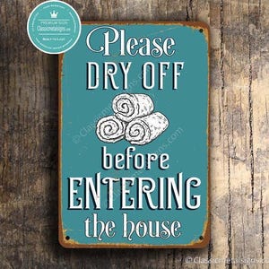 Vintage Style Pool Rules Sign: Please Dry Off Before Entering