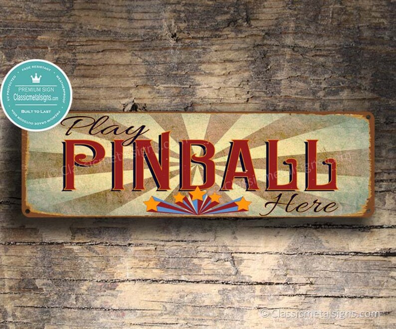 PINBALL SIGN Play Pinball Here Sign Pinball Signs Pinball Etsy