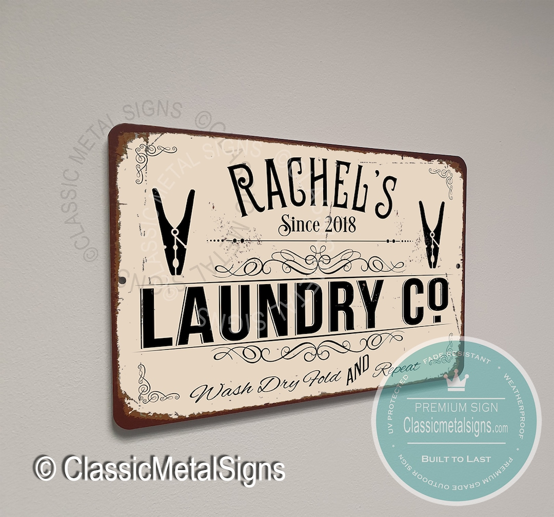 CUSTOM LAUNDRY ROOM Sign, Personalized Laundry Room Sign, Vintage Style ...