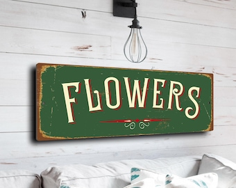 Vintage Style Flowers Sign: Florist Wall Decor