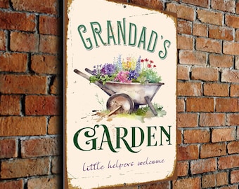 Grandad's Garden Sign, Gift for Grandad, Grandad's Garden, Custom Grandad Sign, Personalized Grandad signs, Little Helpers, CMSGG12122323