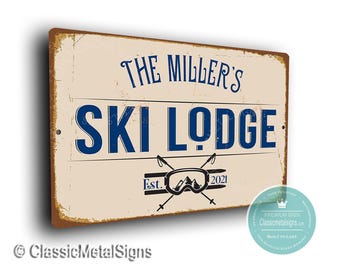 Ski Lodge Sign: Custom Cabin Decor (Personalized Text, Weather Resistant)