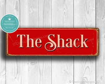 THE SHACK Sign, Shack Signs, Bar Decor, Shack Decor, Vintage Style The Shack Sign, Suitable for indoor or Outdoors, Red Sign, The Shack