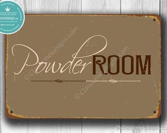 Powder Room Sign: Vintage Rustic Look - Weather Resistant