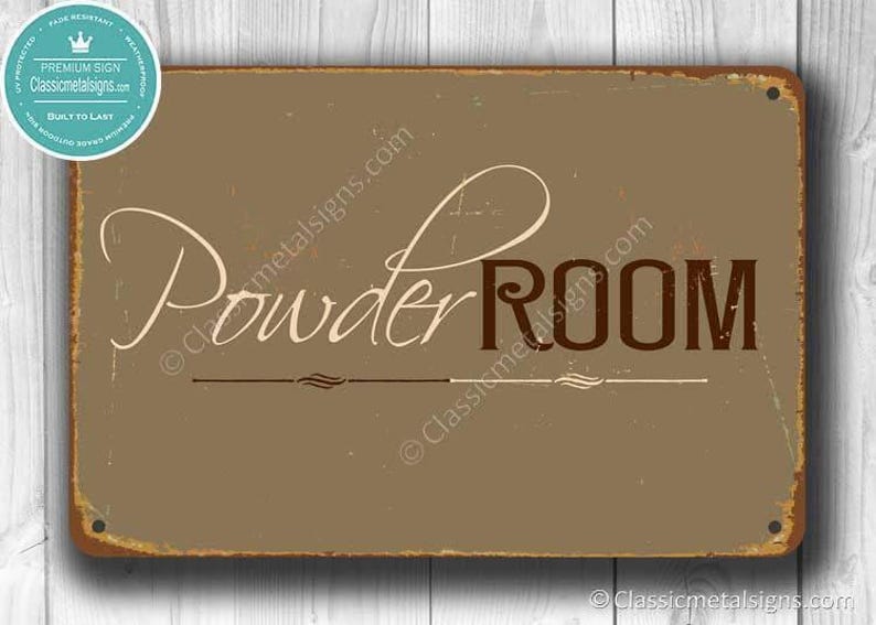 Powder Room Sign: Vintage Rustic Look - Weather Resistant image 1