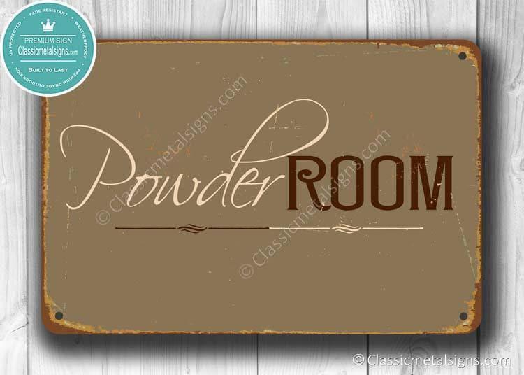 Powder Room Logos Powder Room Sign: Vintage Rustic Look - Weather Resistant - Etsy