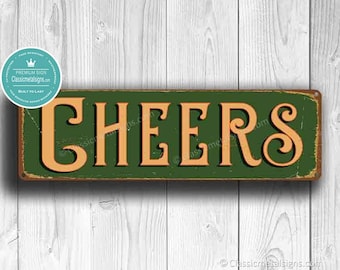 CHEERS SIGN, Cheers Signs, Cheers Sign, Pub Decor, Vintage Style Cheers Sign, Bar Decor, Man Cave Decor, Home Wet Bar Decor, Home Bar Decor