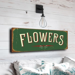 BLUMEN ZEICHEN, Blumen Schild, Vintage Stil Schild, Blumen Dekor, Floristen Wanddekor, Blumenschilder, Blumen Türschild, Blumen