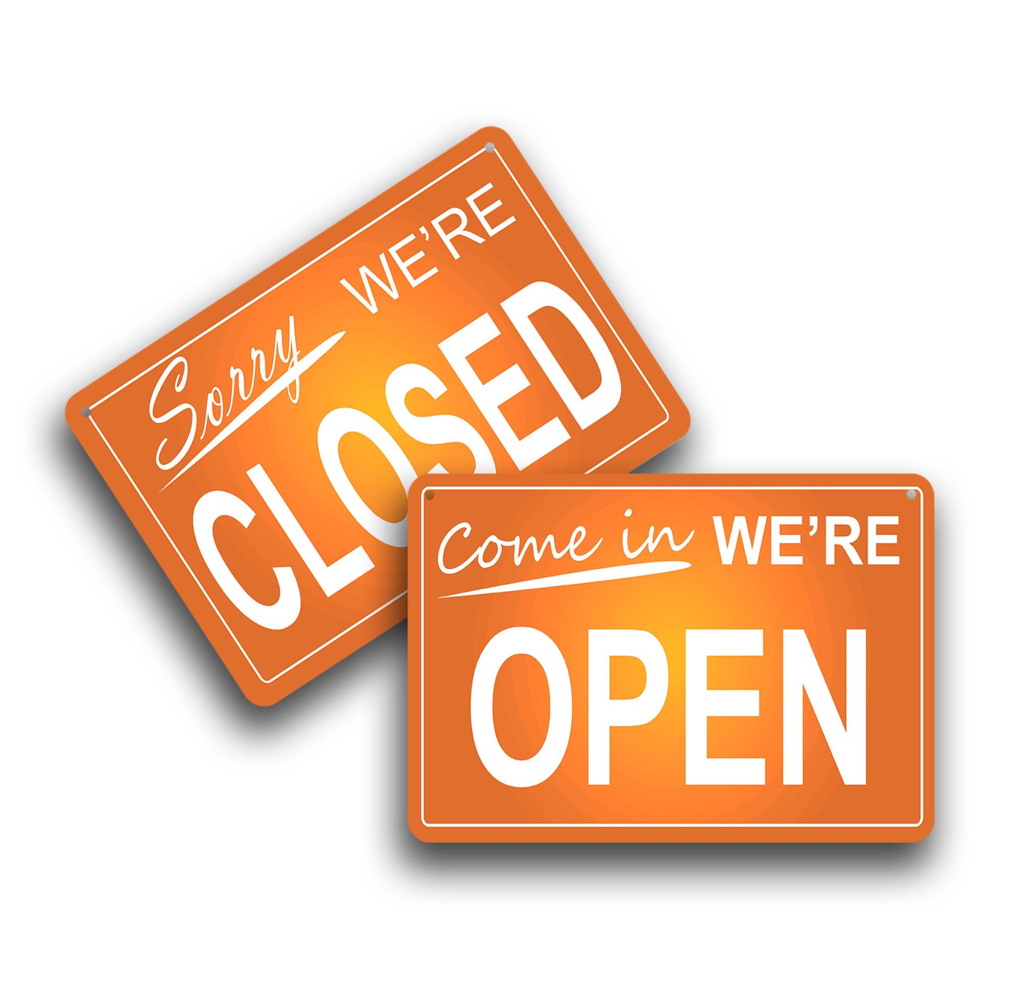 Orange Open Closed Sign | Modern Aluminum Storefront Plaque, Shop