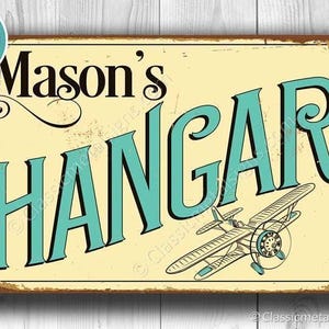 Vintage Hangar Sign: Aviation Wall Decor (Personalized Text Options)