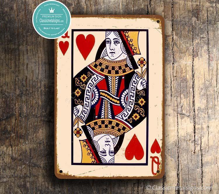 Queen of Hearts Wall Sign: Retro Card Art (9x6 or 12x8 Inches) - Etsy