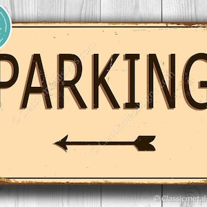PARKEERBOEK, parkeerborden, vintage parkeerbord met richtingspijl, bord buiten parkeren, parkeerbord, parkeerbord pijl