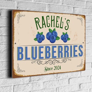 CUSTOM BLUEBERRIES SIGN, Personalized Blueberries Sign, Blueberry Garden Decor, Outdoor Sign, Custom Blueberries sign, Blueberries Signs